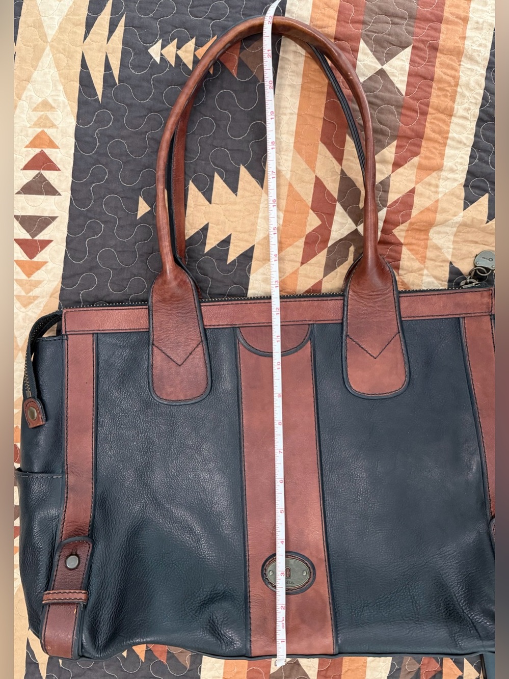 FOSSIL Reissue Weekender Black/ Brown Leather Satchel Shoulder Bag - Picture 12 of 16
